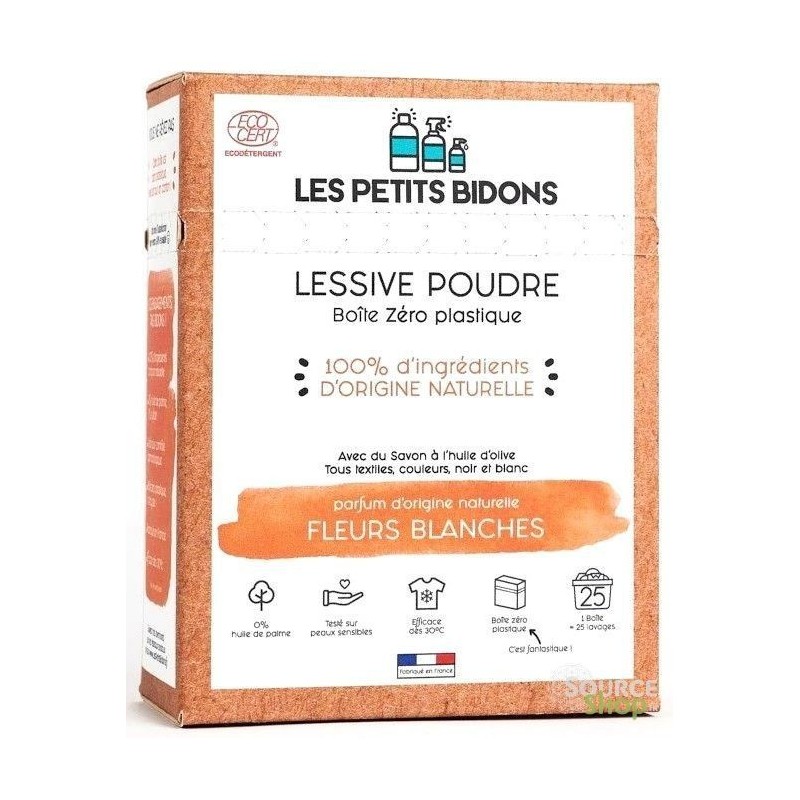 Lessive en poudre BIO fleurs blanches - 875g - Les Petits Bidons