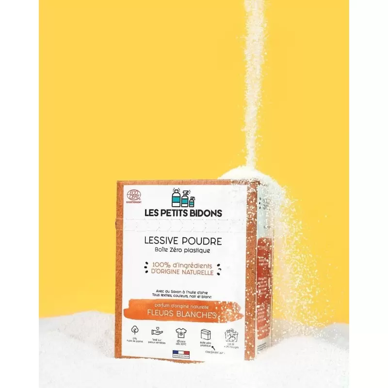 Lessive en poudre BIO fleurs blanches - 875g - Les Petits Bidons
