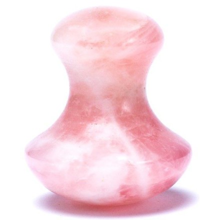 Pierre massage champignon en quartz rose - Gua Sha