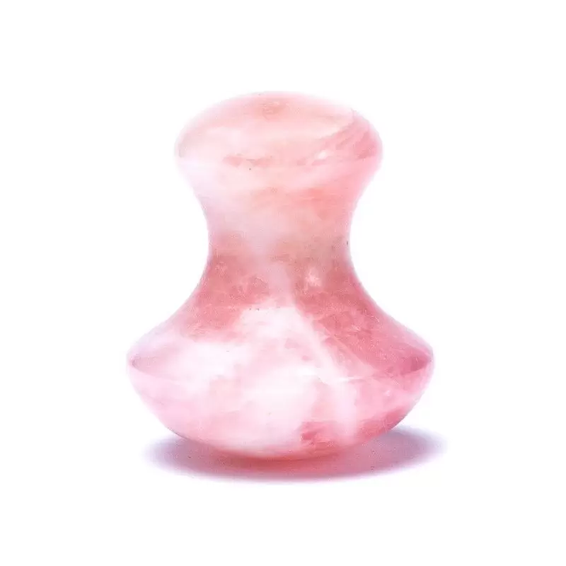 Pierre massage champignon en quartz rose - Gua Sha