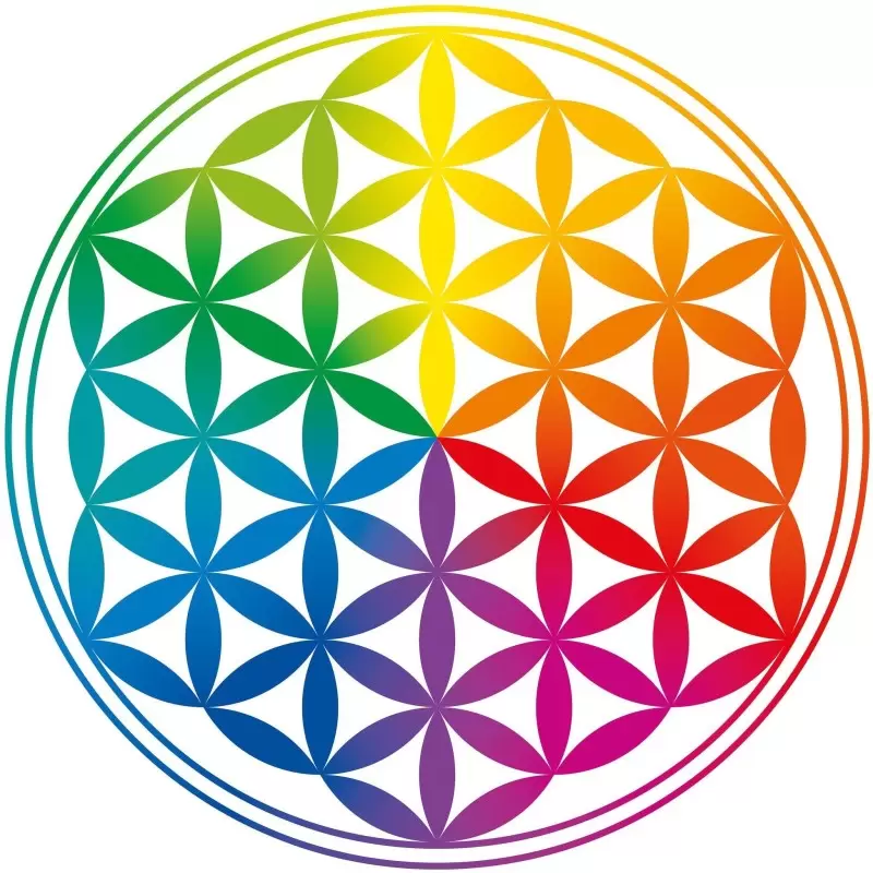 Adhésif / sticker attrape-soleil Fleur de Vie colorée