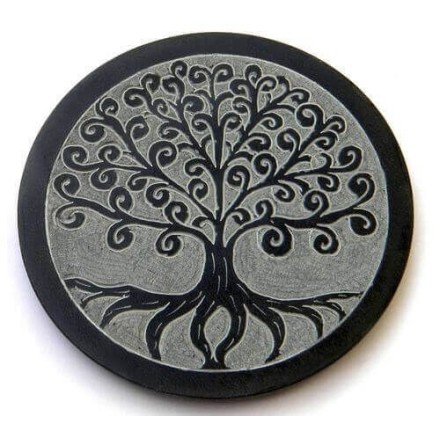 Porte encens rond en pierre - Arbre de vie