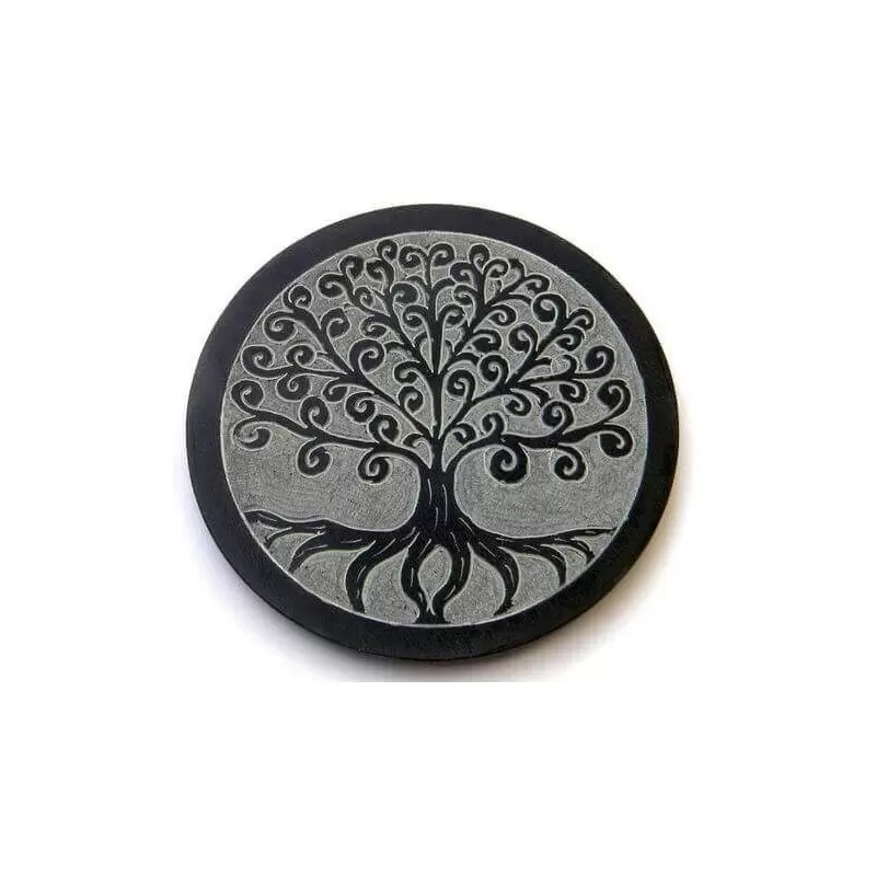 Porte encens rond en pierre - Arbre de vie