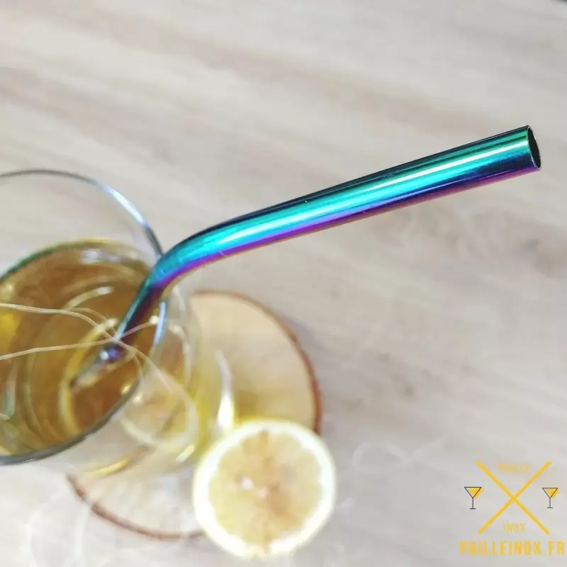 Paille courbée Rainbow en inox 18/10 - Pailleinox
