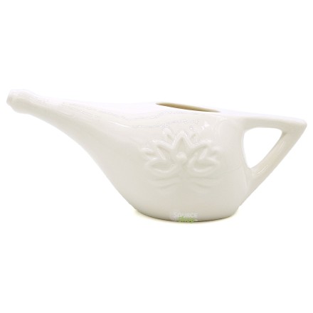 Lota / NetiPot en céramique blanche + sel Himalaya