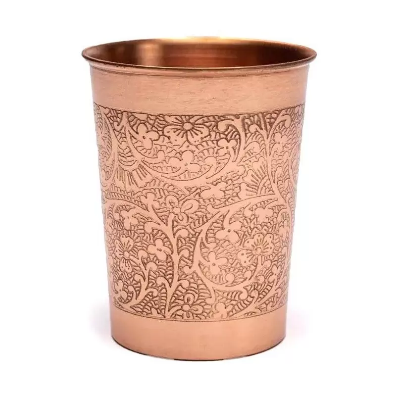 Gobelet en cuivre motif floral gravé - 250ml