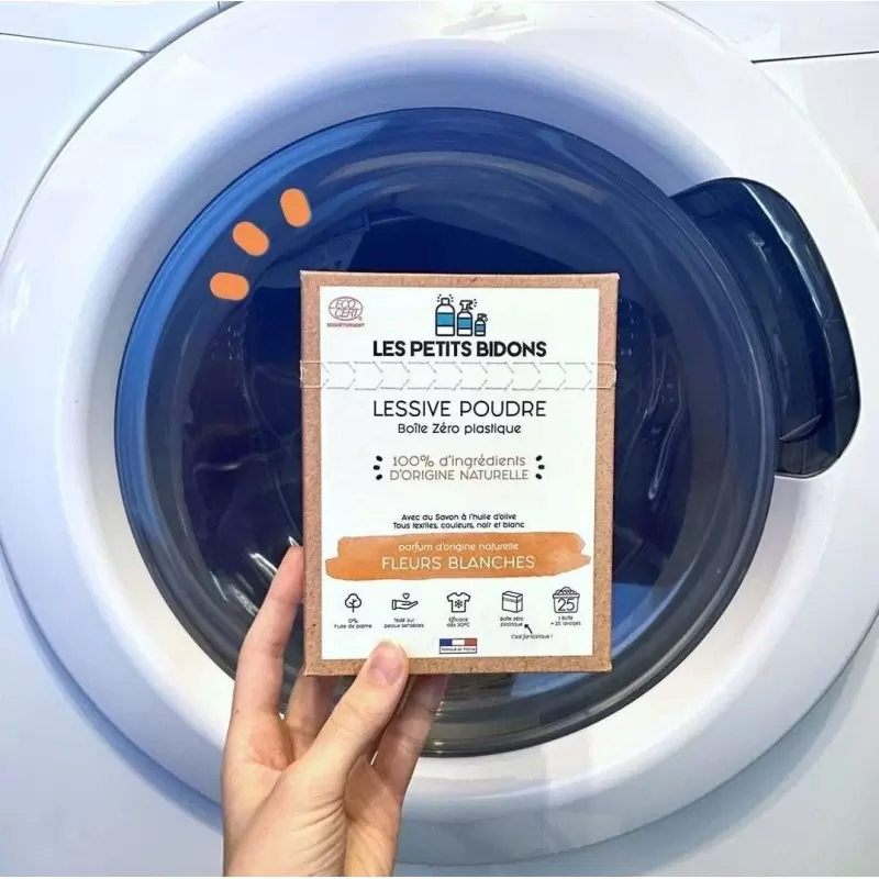 Lessive en poudre BIO fleurs blanches - 875g - Les Petits Bidons