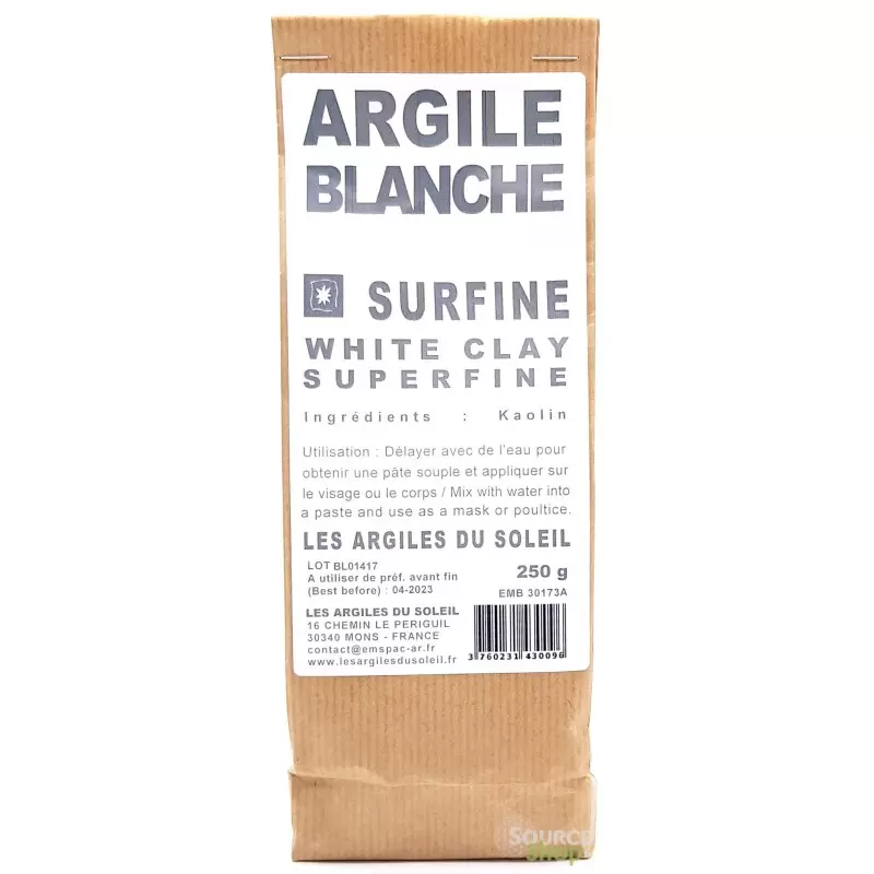 Argile blanche Kaolin - Surfine - Les Argiles du Soleil