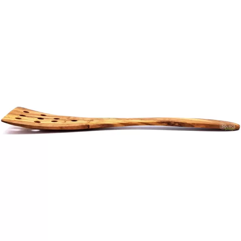 Spatule galbée percée en bois d'olivier - 30cm
