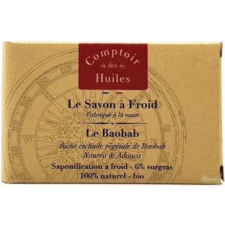 Savon BIO à l'huile de baobab - sans huile essentielle - Comptoir des Huiles