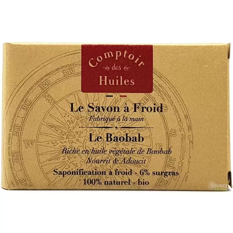 Savon BIO à l'huile de baobab - sans huile essentielle - Comptoir des Huiles
