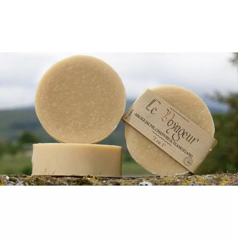 Savon / Shampooing argile jaune, chanvre & ylang-ylang "Le Voyageur" - Savonnerie du Pilat