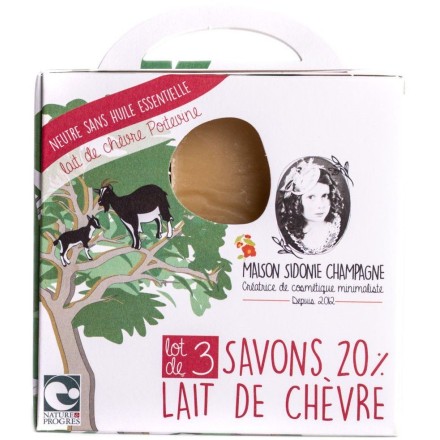 Pack de 3 savons BIO au lait de chèvre - sans huile essentielle