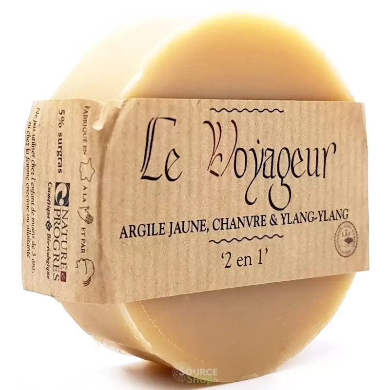 Savon / Shampooing argile jaune, chanvre & ylang-ylang "Le Voyageur" - Savonnerie du Pilat
