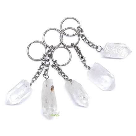 Porte-clés en cristal de roche brute