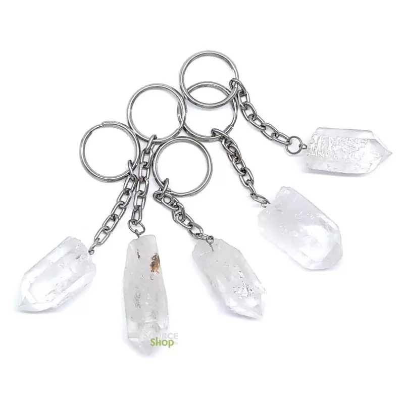 Porte-clés en cristal de roche brute