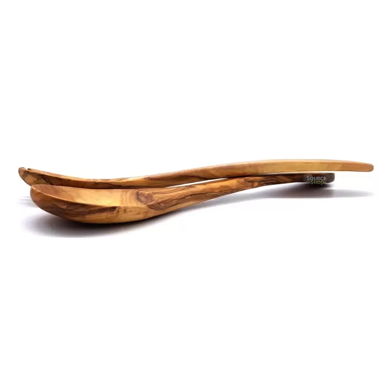 Couverts à salade en bois d'olivier - Forme Russe - 30cm