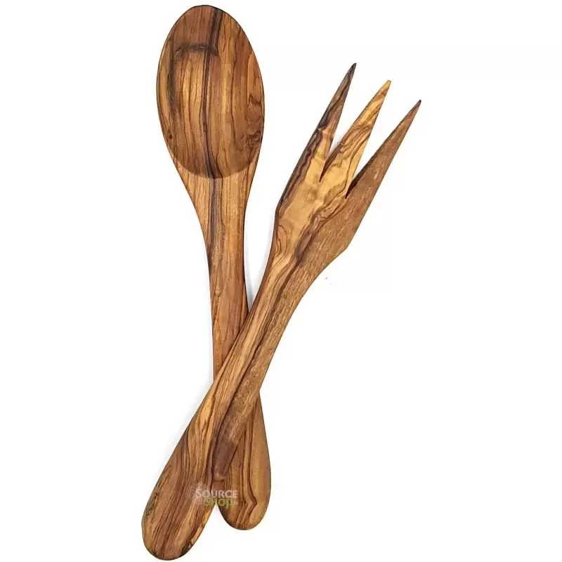 Couverts à salade en bois d'olivier - 20cm
