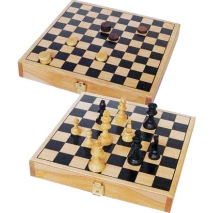 Coffret Echecs & Dames en buis du Jura
