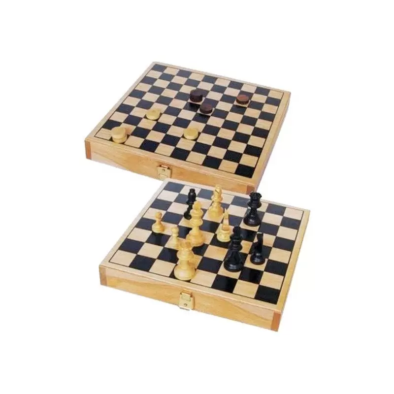Coffret Echecs & Dames en buis du Jura