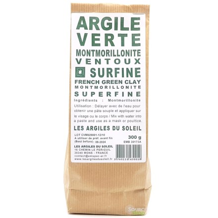 Argile verte Montmorillonite Ventoux - Surfine - Les Argiles du Soleil