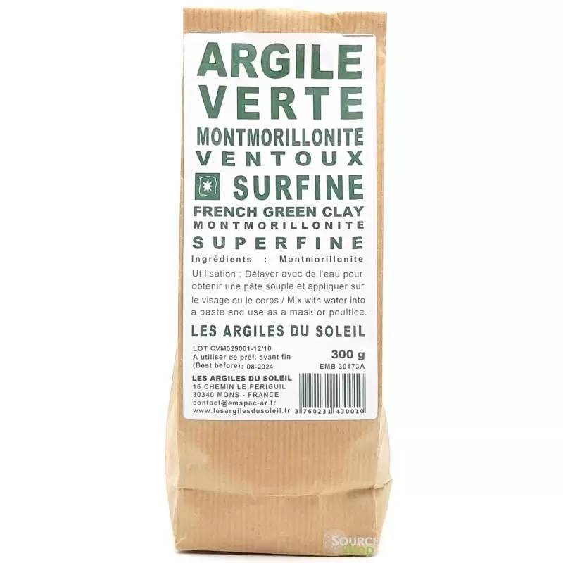 Argile verte Montmorillonite Ventoux - Surfine - Les Argiles du Soleil