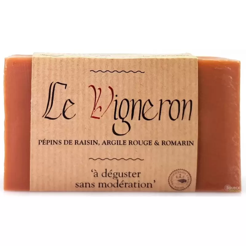 Savon BIO pépins de raisin, argile rouge & romarin "Le Vigneron" - Savonnerie du Pilat