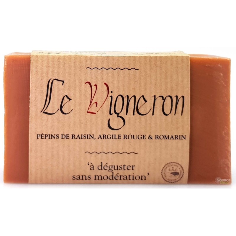 Savon BIO pépins de raisin, argile rouge & romarin "Le Vigneron" - Savonnerie du Pilat