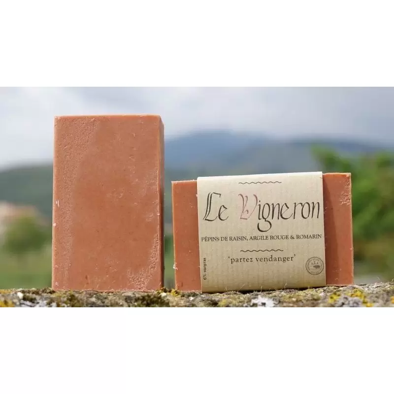 Savon BIO pépins de raisin, argile rouge & romarin "Le Vigneron" - Savonnerie du Pilat