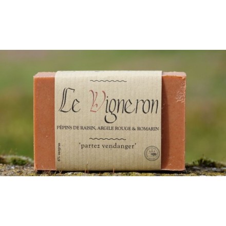 Savon BIO pépins de raisin, argile rouge & romarin "Le Vigneron" - Savonnerie du Pilat