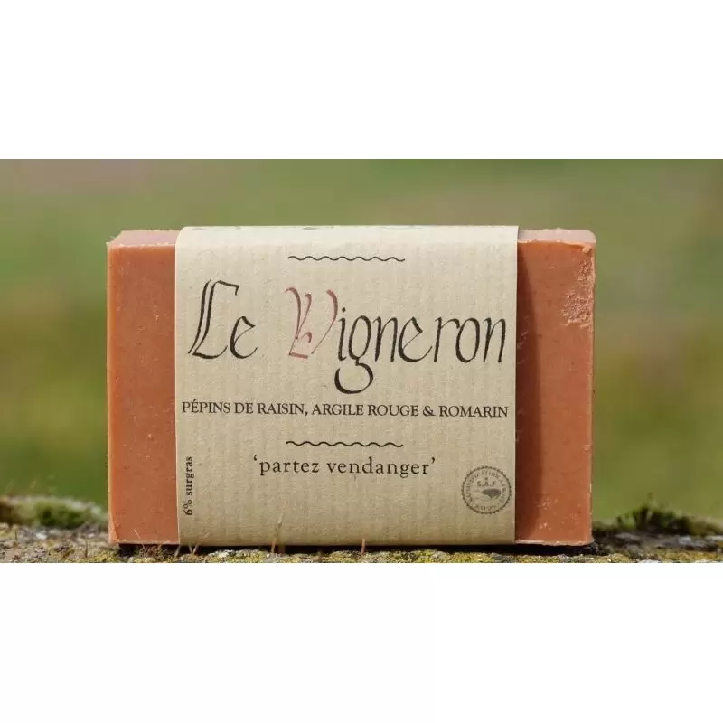 Savon BIO pépins de raisin, argile rouge & romarin "Le Vigneron" - Savonnerie du Pilat