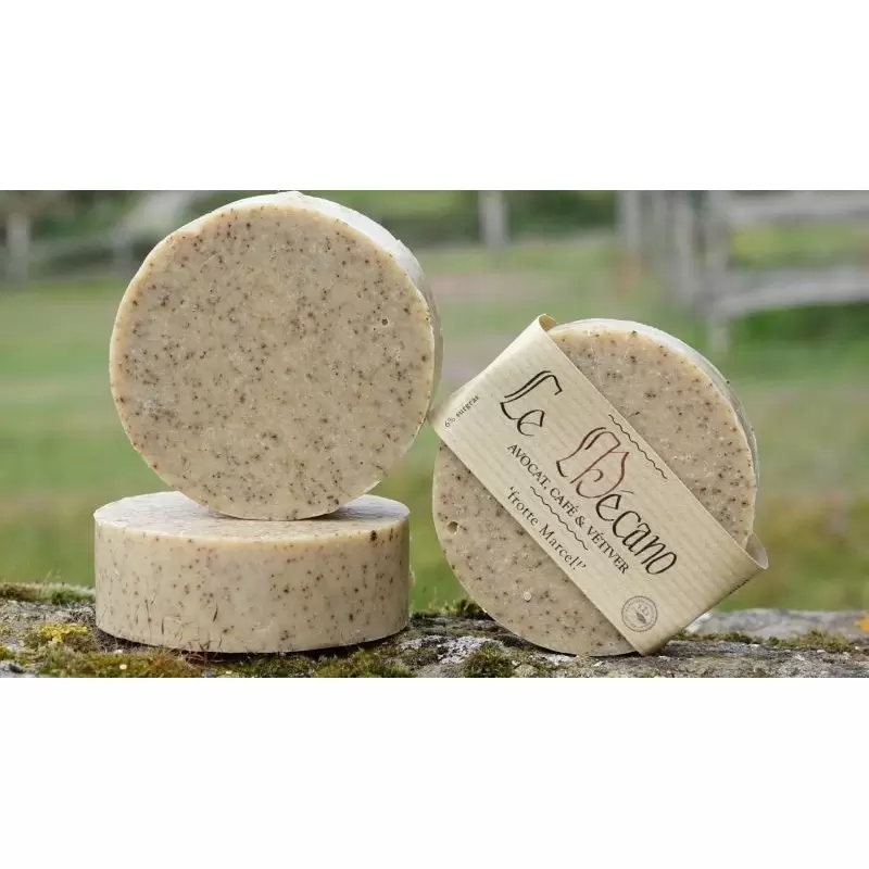 Savon exfoliant BIO café, avocat & vétiver "Le Mécano" - Savonnerie du Pilat