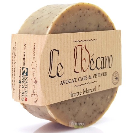 Savon exfoliant BIO café, avocat & vétiver "Le Mécano" - Savonnerie du Pilat