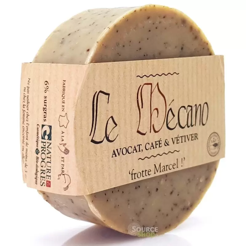 Savon exfoliant BIO café, avocat & vétiver "Le Mécano" - Savonnerie du Pilat