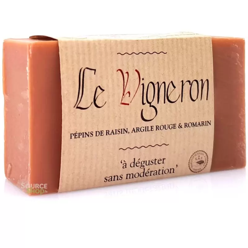 Savon BIO pépins de raisin, argile rouge & romarin "Le Vigneron" - Savonnerie du Pilat
