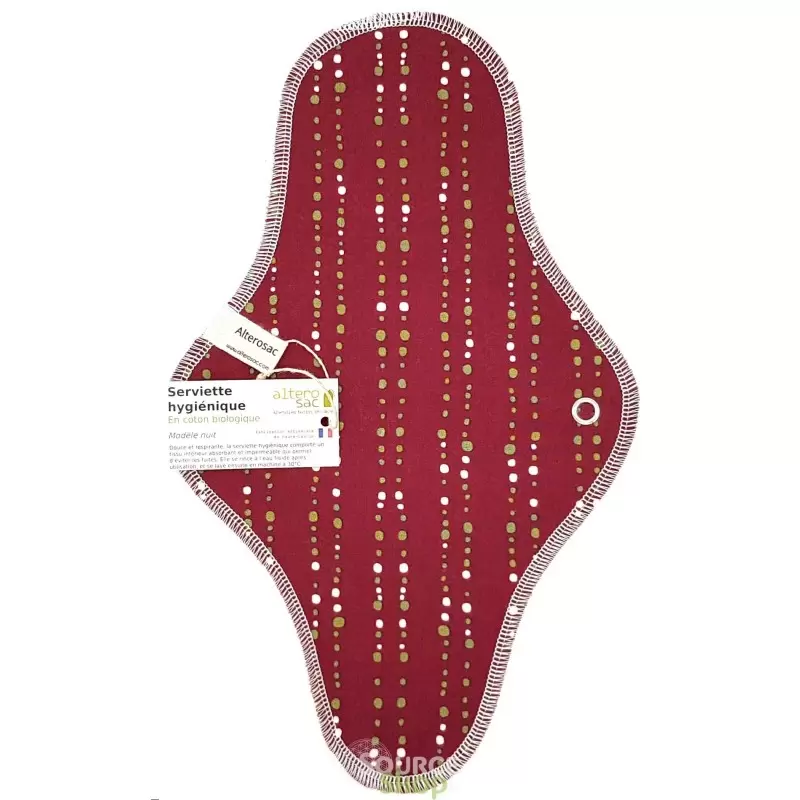 Serviette hygiénique de nuit BIO taille L - Alterosac