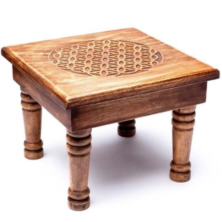 Table d'appoint en bois de manguier - Fleur de Vie