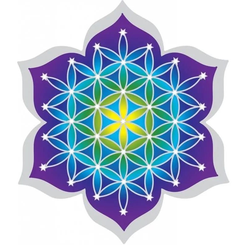Grand adhésif / sticker attrape-soleil Fleur de Vie Lotus