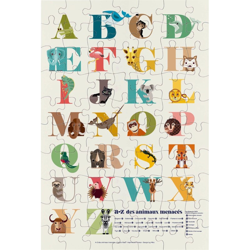 Puzzle Abécédaire - 70 pièces - 5 ans et + - Coq en Pâte