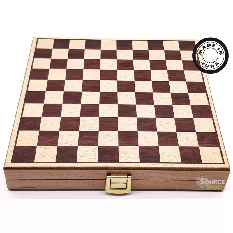 Coffret Echecs & Dames en buis du Jura