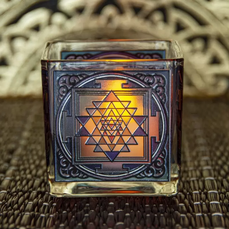 Photophore vitrail Shri Yantra