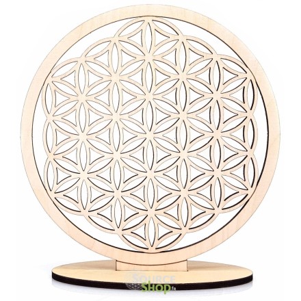 Fleur de vie en bois avec support