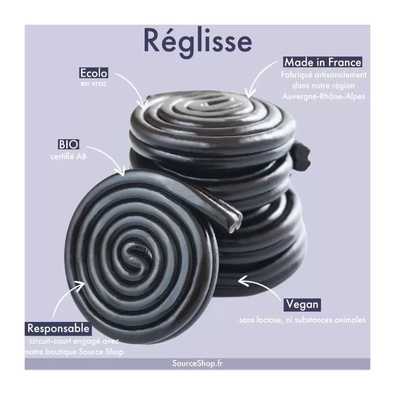 Bonbons Réglisse rouleau BIO & végans en vrac
