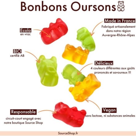 Bonbons Oursons BIO & végans en vrac