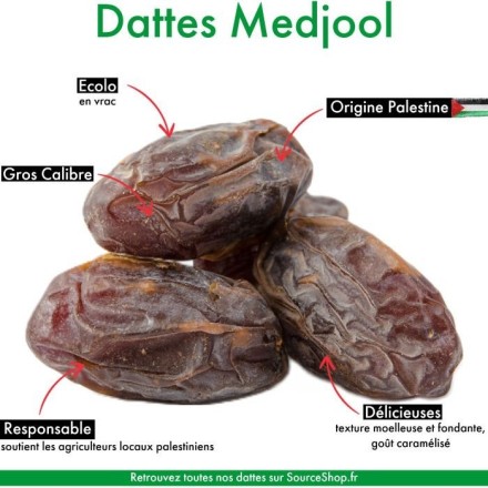 Dattes Medjool de Palestine première qualité - vrac ou 5kg