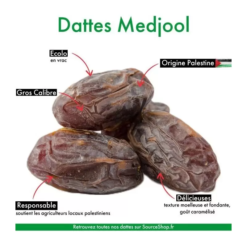 Dattes Medjool de Palestine première qualité - vrac ou 5kg