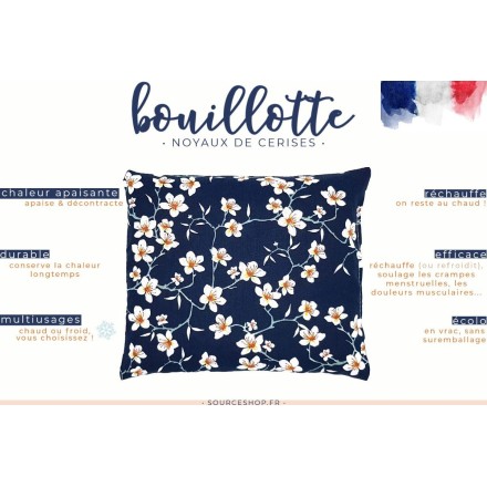 Coussin bouillotte sèche de noyaux de cerises - Artisanal & Français - BIO