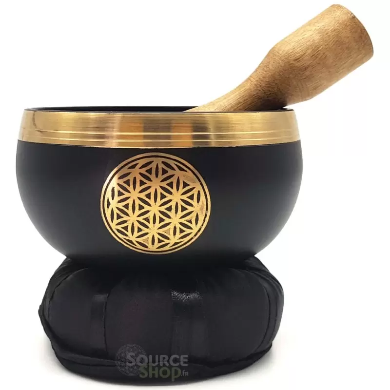 Coffret bol chantant noir Fleur de Vie