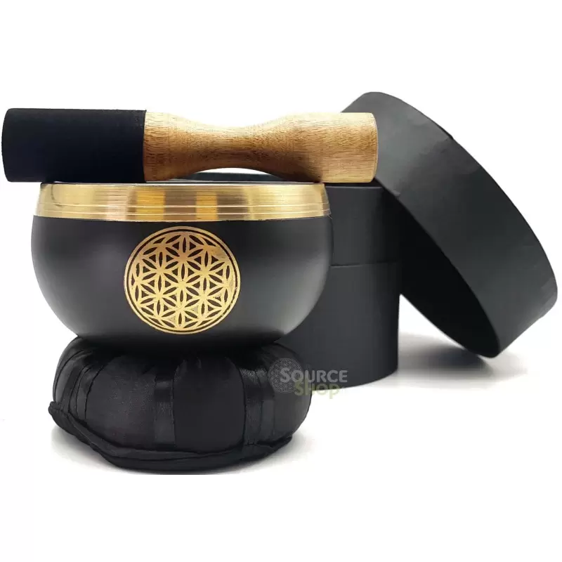 Coffret bol chantant noir Fleur de Vie
