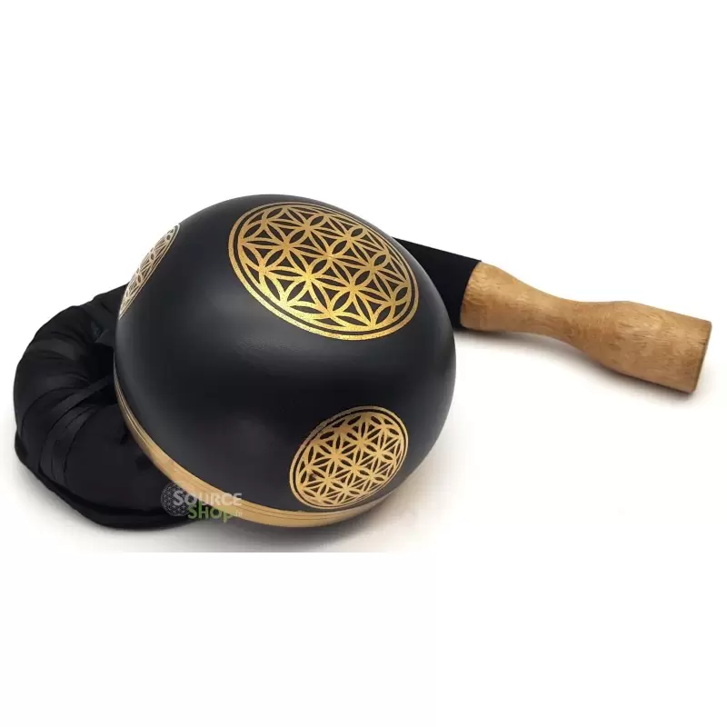 Coffret bol chantant noir Fleur de Vie